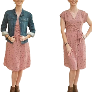 Monteau dusty rose belted dress